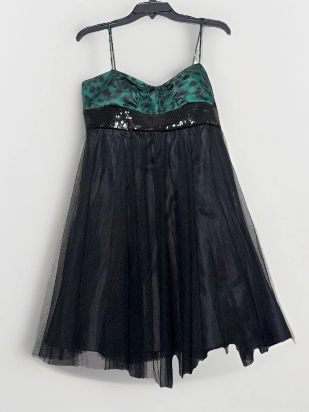 Reign Black Tulle Mini Dress with Emerald Green Bust